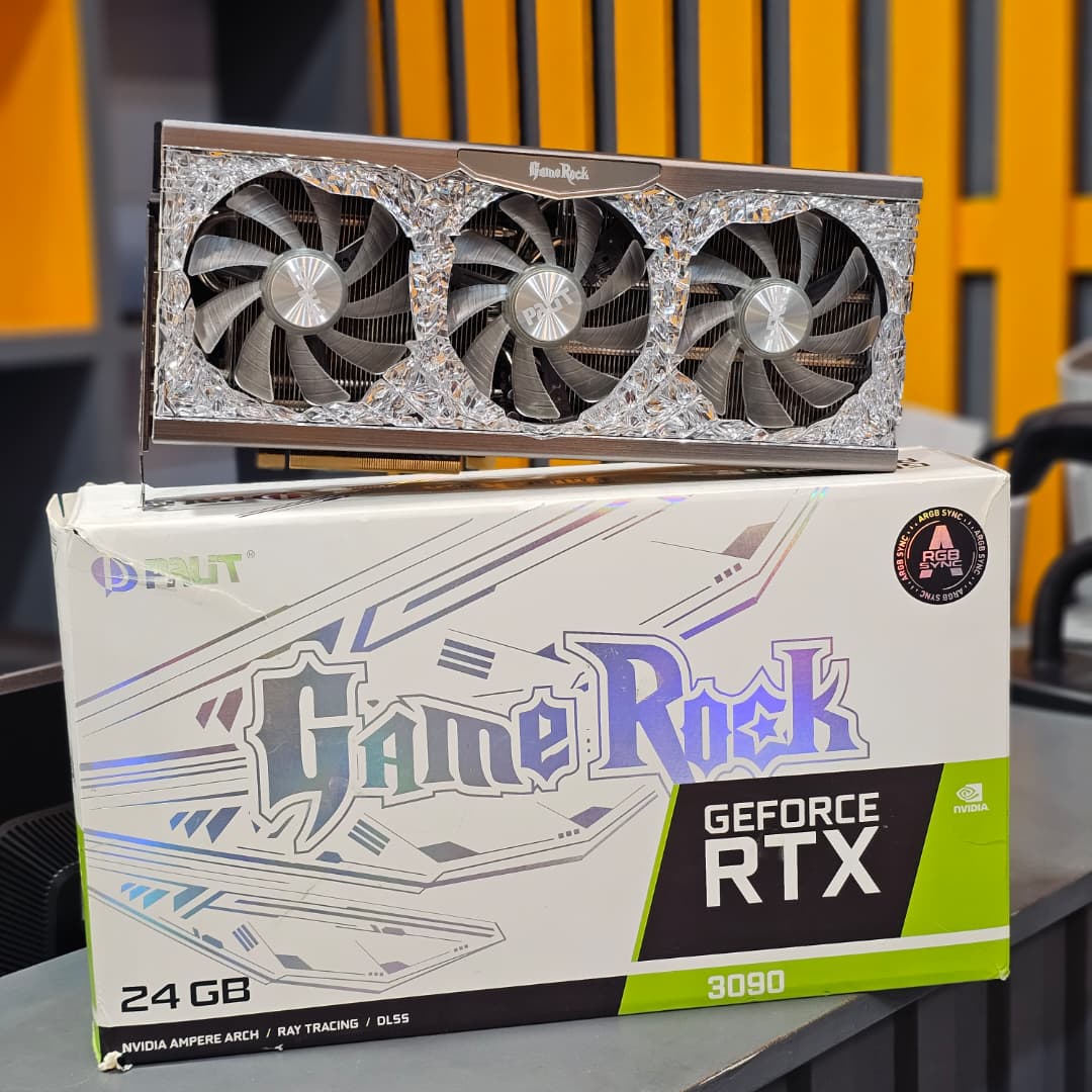 نمای زاویهای کارت گرافیک Palit RTX 3090 GameRock 24GB | مخصوص گیمینگ و رندرینگ | پرنیان دیجیتال